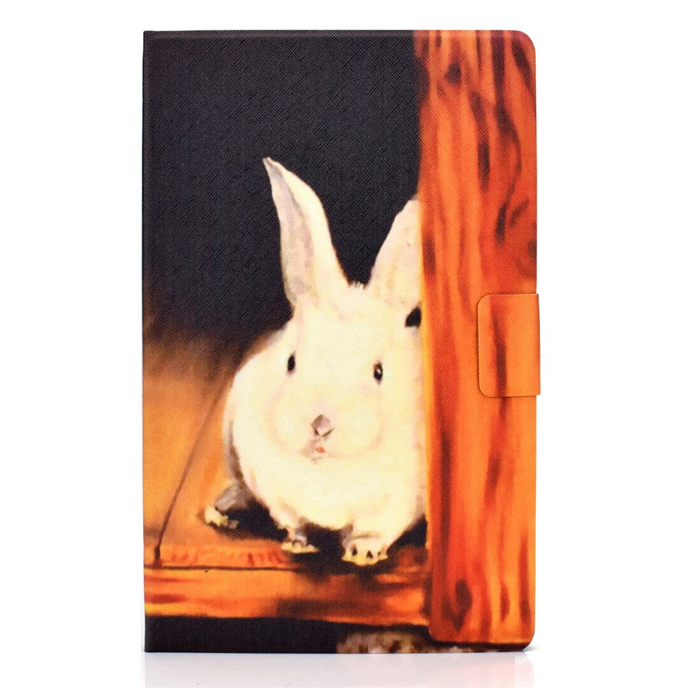 Pattern Printing Leather Stand Tablet Shell for Lenovo Tab M10 Plus TB-X606F - Rabbit