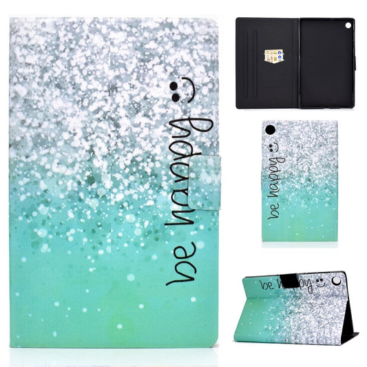 Pattern Printing Leather Stand Tablet Shell for Lenovo Tab M10 Plus TB-X606F - Be Happy