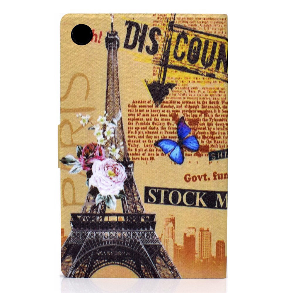 Pattern Printing Leather Stand Tablet Shell for Lenovo Tab M10 Plus TB-X606F - Eiffel Tower