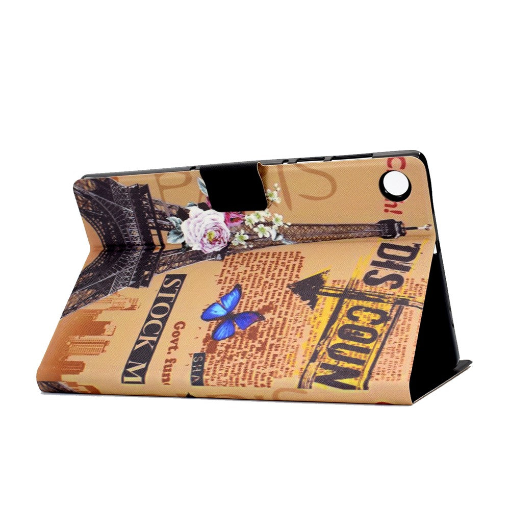 Pattern Printing Leather Stand Tablet Shell for Lenovo Tab M10 Plus TB-X606F - Eiffel Tower