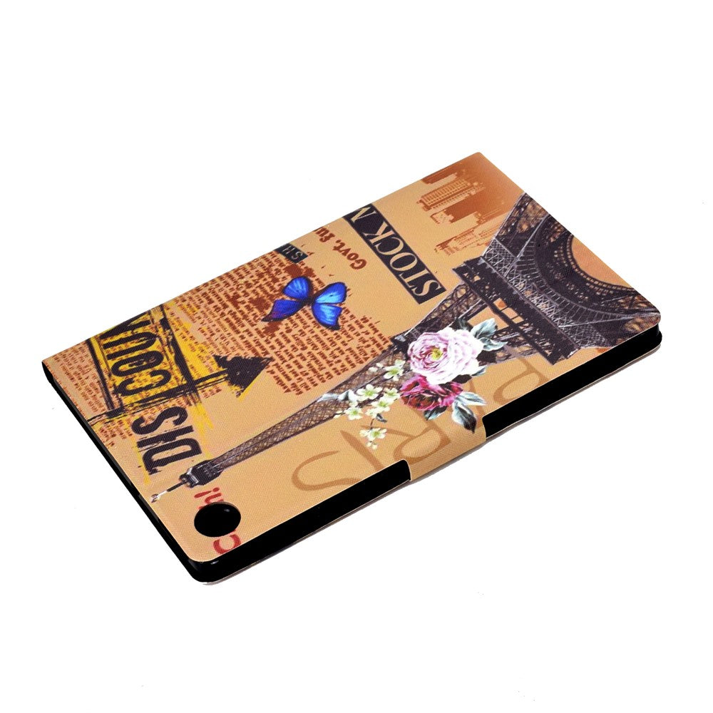 Pattern Printing Leather Stand Tablet Shell for Lenovo Tab M10 Plus TB-X606F - Eiffel Tower
