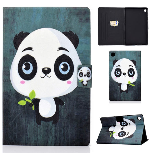 Pattern Printing Leather Stand Tablet Shell for Lenovo Tab M10 Plus TB-X606F - Panda