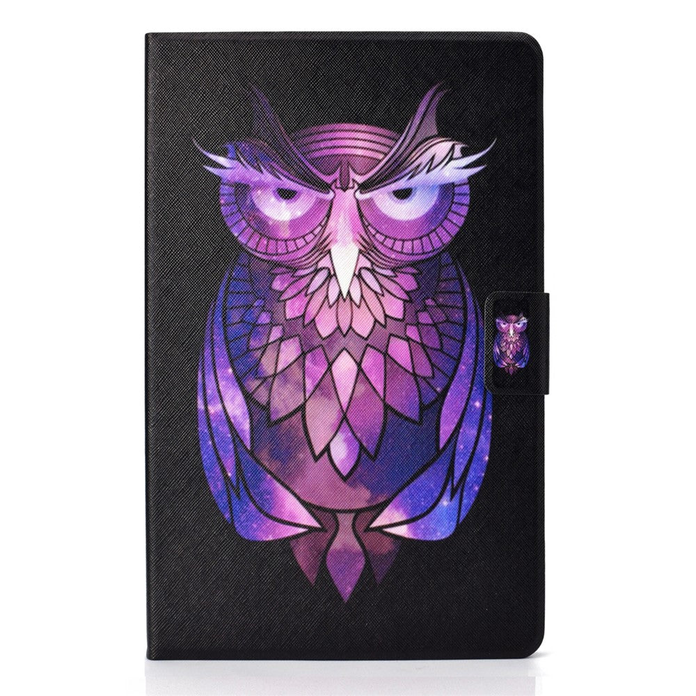 Pattern Printing Leather Stand Tablet Shell for Lenovo Tab M10 Plus TB-X606F - Purple Owl