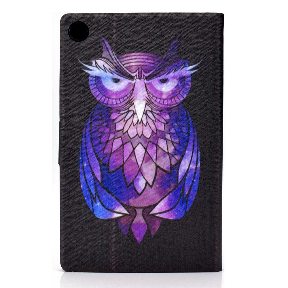 Pattern Printing Leather Stand Tablet Shell for Lenovo Tab M10 Plus TB-X606F - Purple Owl