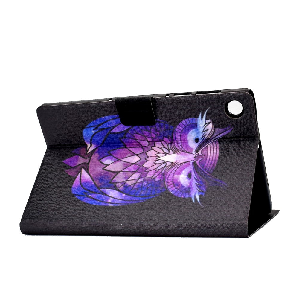 Pattern Printing Leather Stand Tablet Shell for Lenovo Tab M10 Plus TB-X606F - Purple Owl