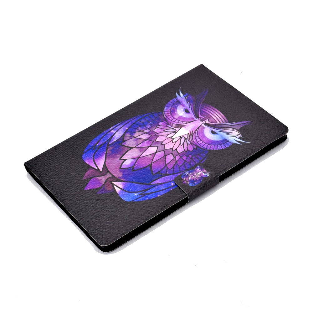 Pattern Printing Leather Stand Tablet Shell for Lenovo Tab M10 Plus TB-X606F - Purple Owl