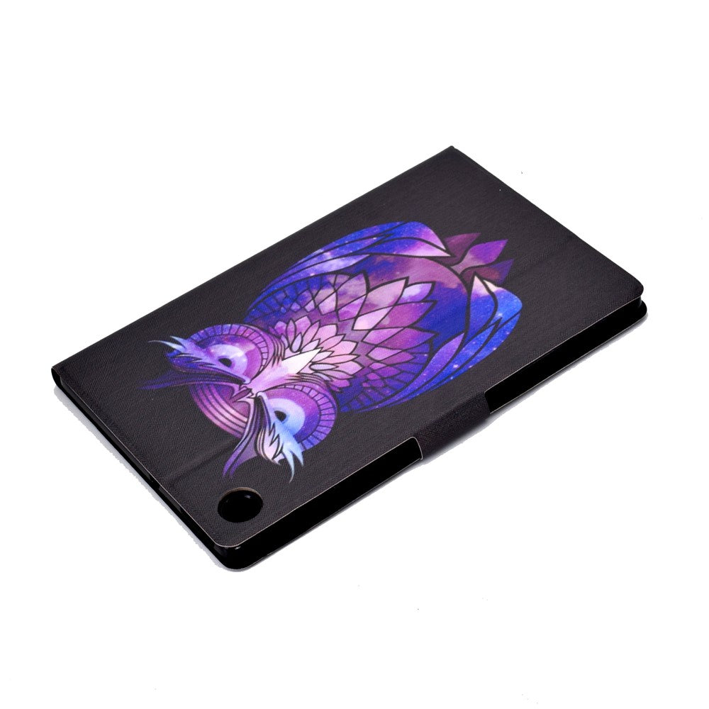 Pattern Printing Leather Stand Tablet Shell for Lenovo Tab M10 Plus TB-X606F - Purple Owl