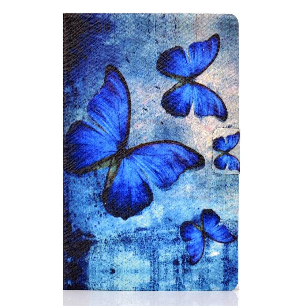 Pattern Printing Leather Stand Tablet Shell for Lenovo Tab M10 Plus TB-X606F - Blue Butterflies