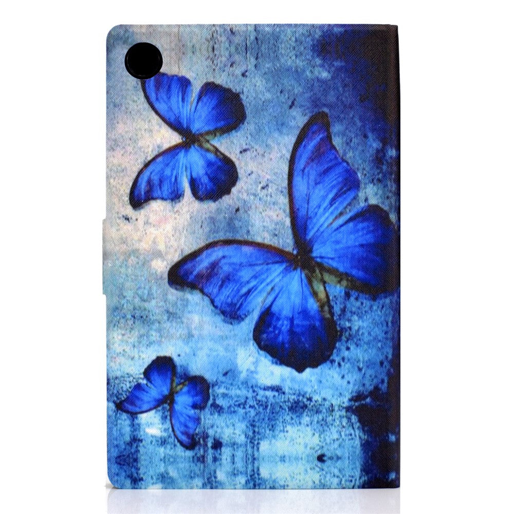 Pattern Printing Leather Stand Tablet Shell for Lenovo Tab M10 Plus TB-X606F - Blue Butterflies