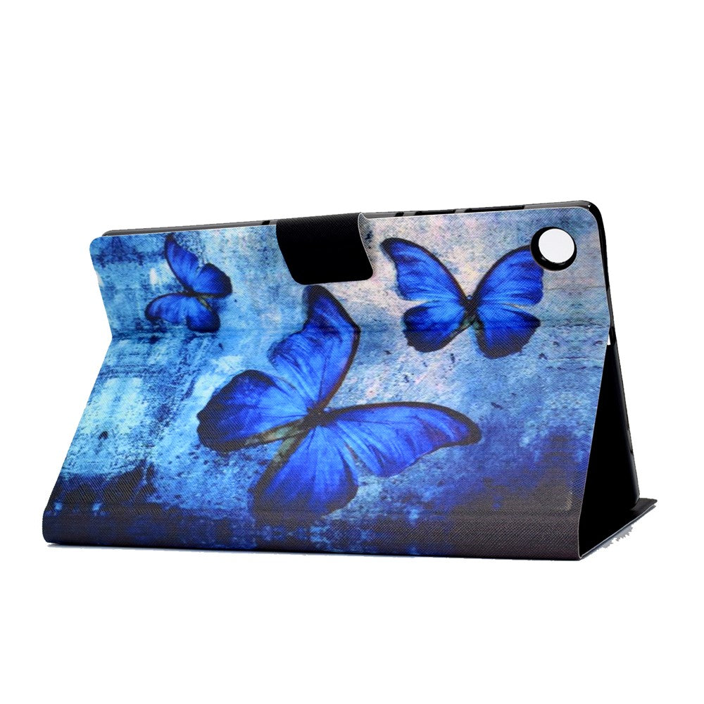 Pattern Printing Leather Stand Tablet Shell for Lenovo Tab M10 Plus TB-X606F - Blue Butterflies