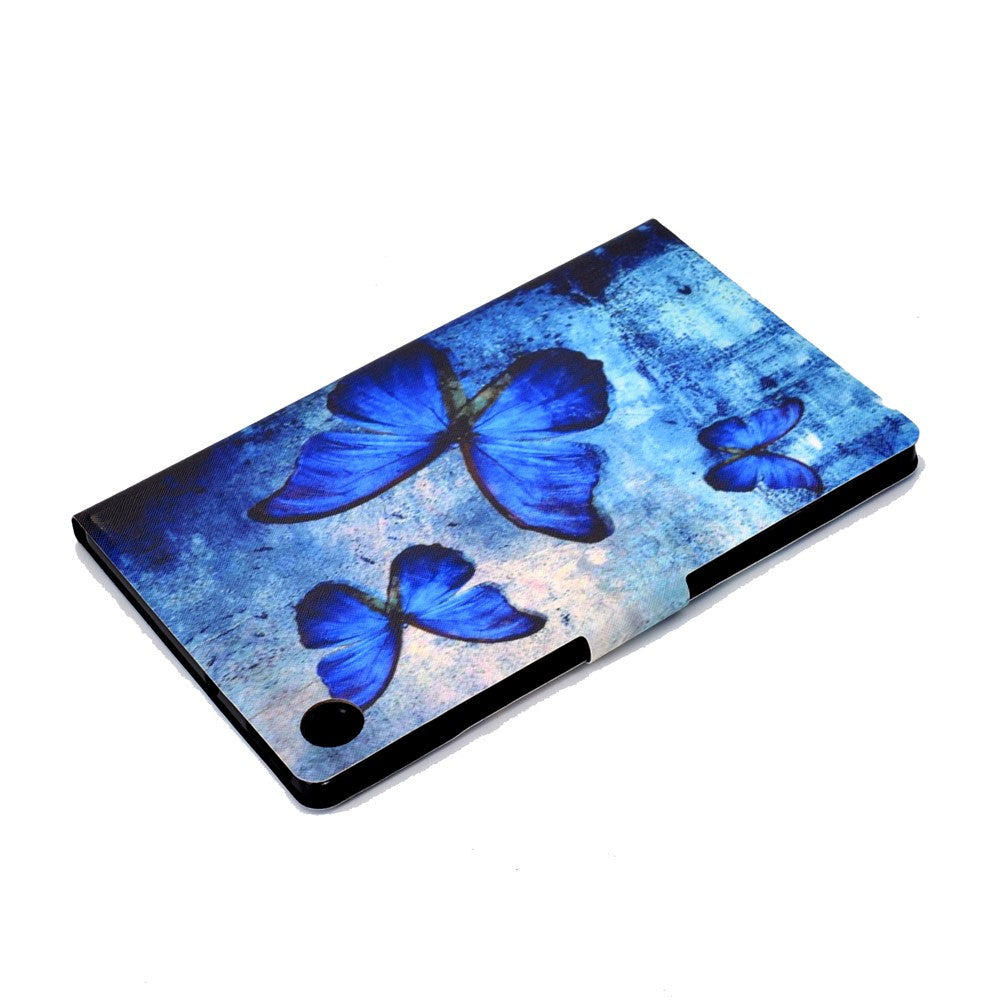 Pattern Printing Leather Stand Tablet Shell for Lenovo Tab M10 Plus TB-X606F - Blue Butterflies