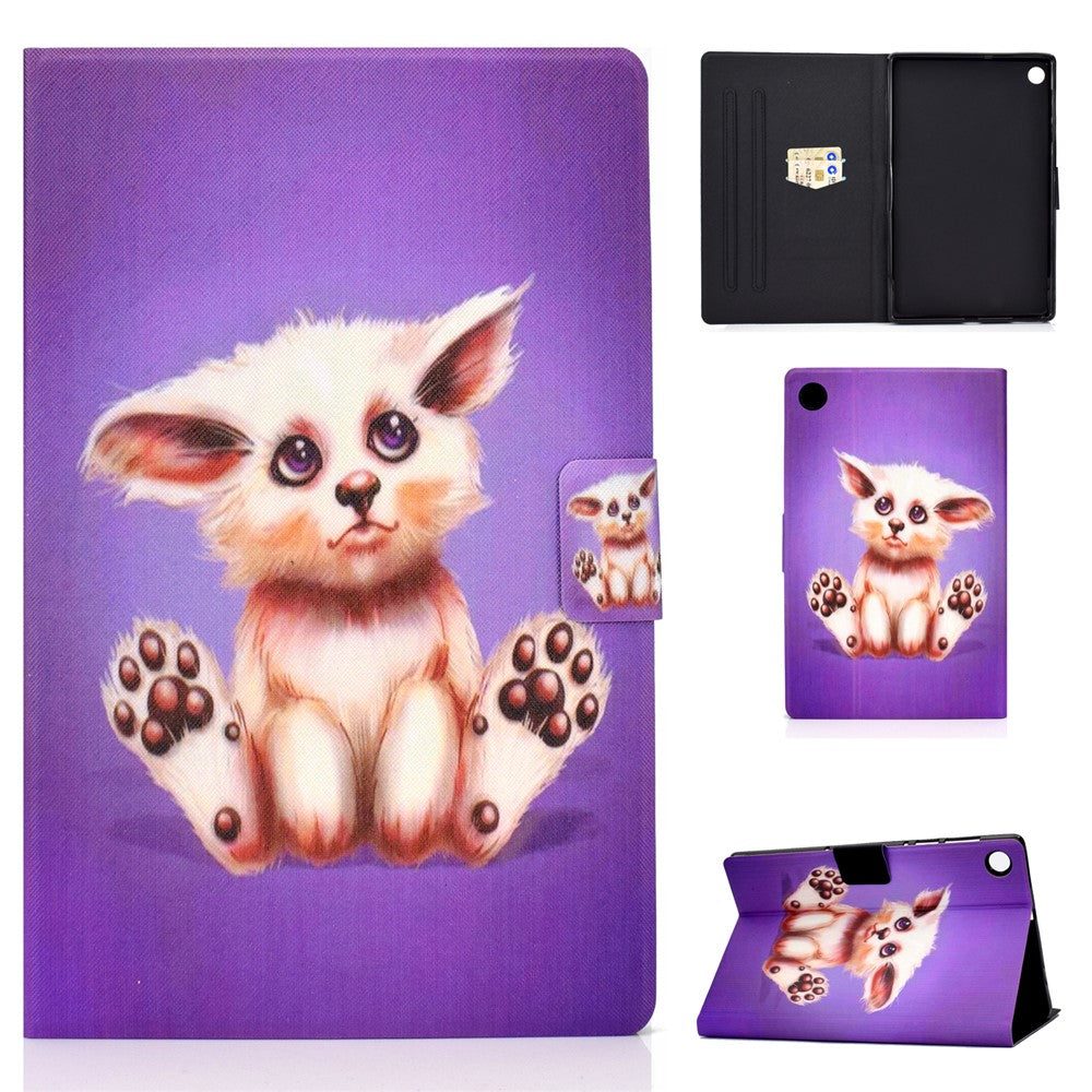 Pattern Printing Leather Stand Tablet Shell for Lenovo Tab M10 Plus TB-X606F - Abyssinian Cat
