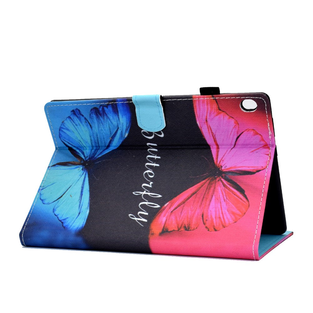 Pattern Printing Leather Card Holder Tablet Case for Lenovo Tab M10 TB-X605F - Butterfly