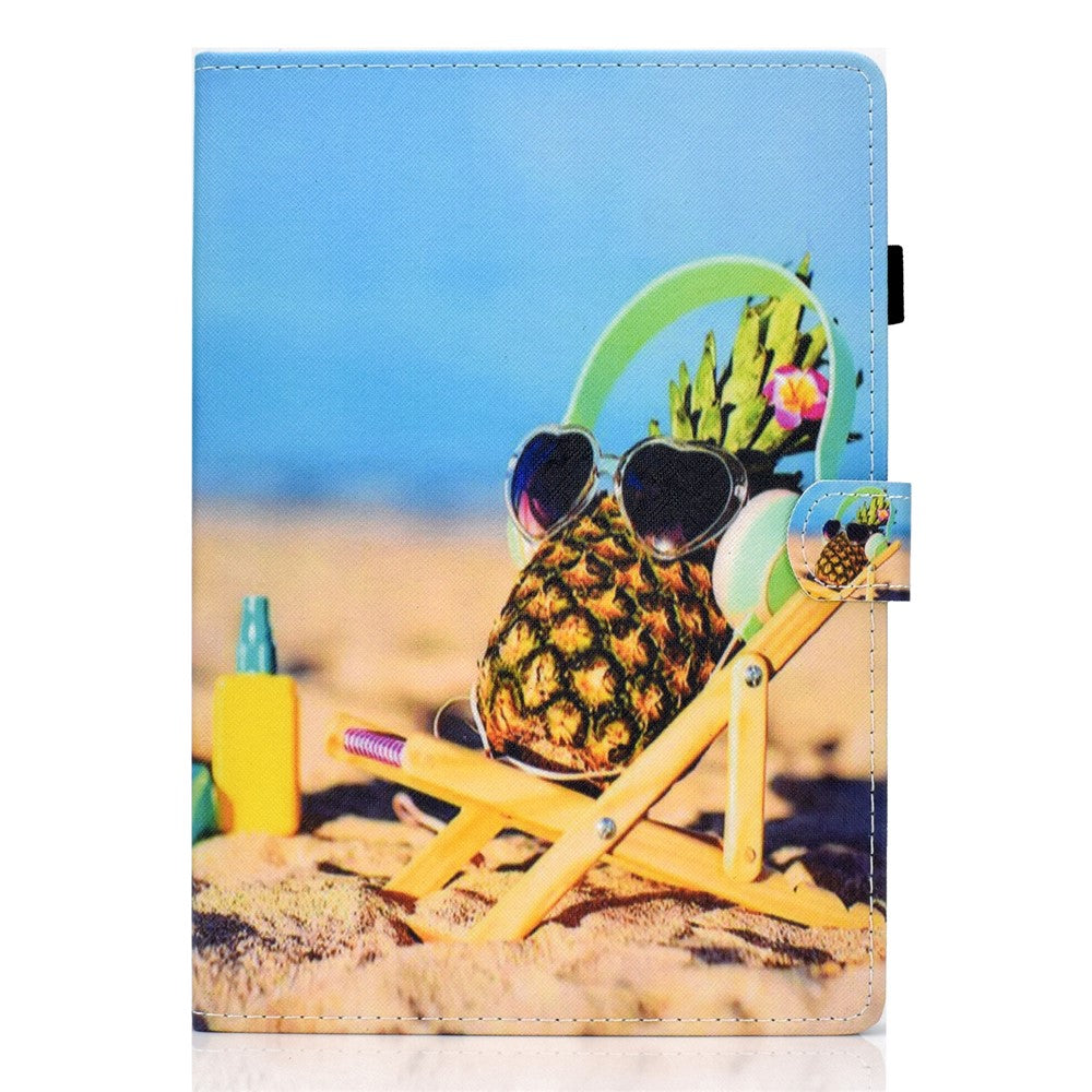Pattern Printing Leather Card Holder Tablet Case for Lenovo Tab M10 TB-X605F - Cool Pineapple