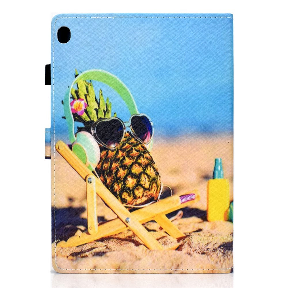 Pattern Printing Leather Card Holder Tablet Case for Lenovo Tab M10 TB-X605F - Cool Pineapple