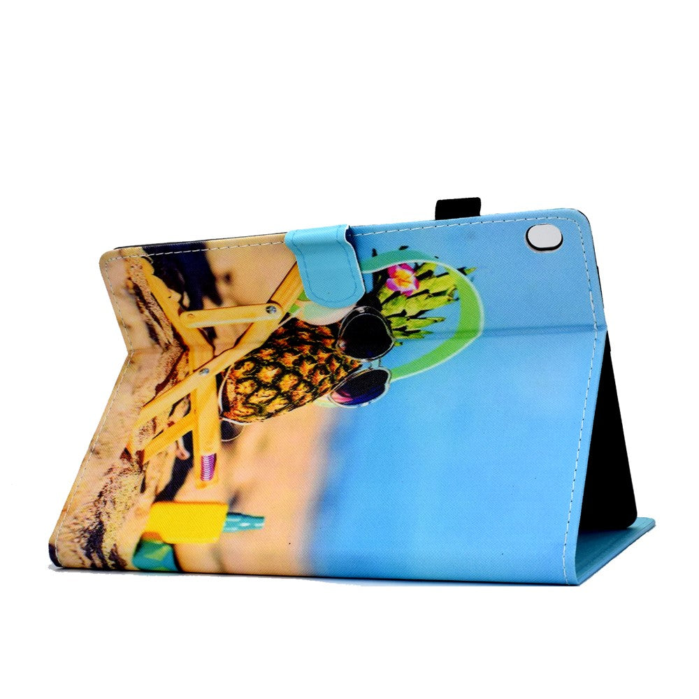 Pattern Printing Leather Card Holder Tablet Case for Lenovo Tab M10 TB-X605F - Cool Pineapple