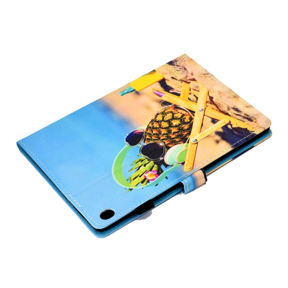 Pattern Printing Leather Card Holder Tablet Case for Lenovo Tab M10 TB-X605F - Cool Pineapple