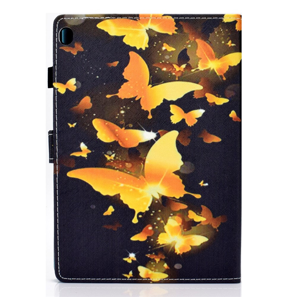 Pattern Printing Leather Card Holder Tablet Case for Lenovo Tab M10 TB-X605F - Gold Butterflies