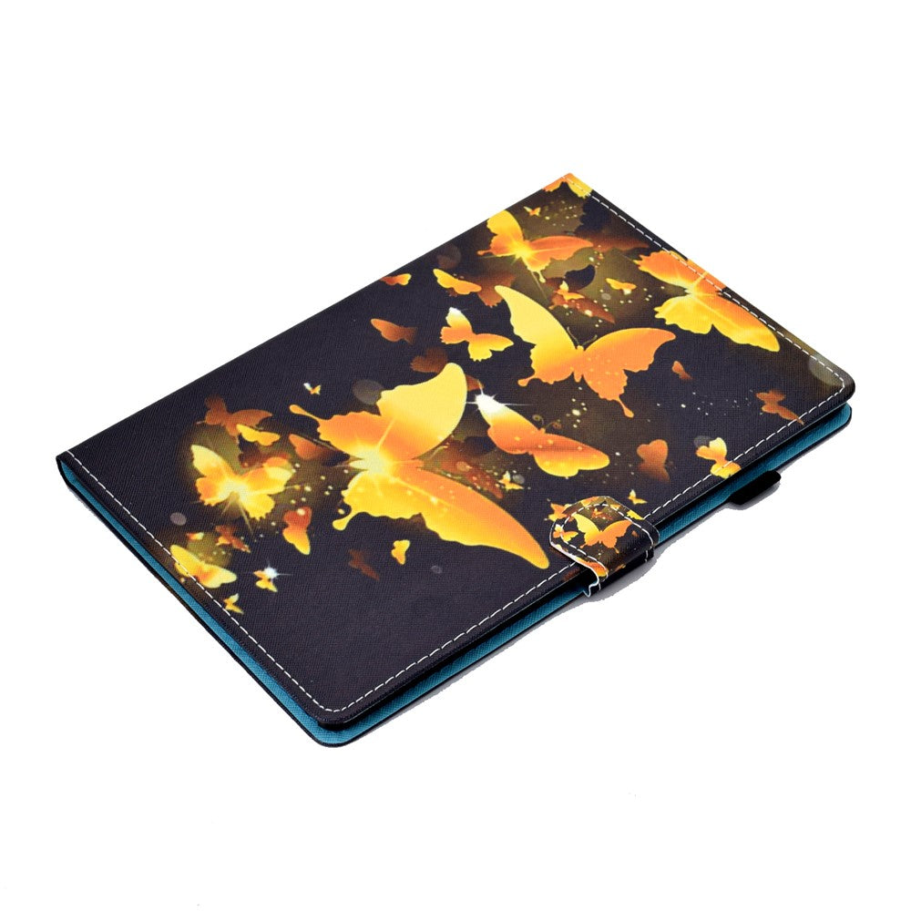 Pattern Printing Leather Card Holder Tablet Case for Lenovo Tab M10 TB-X605F - Gold Butterflies