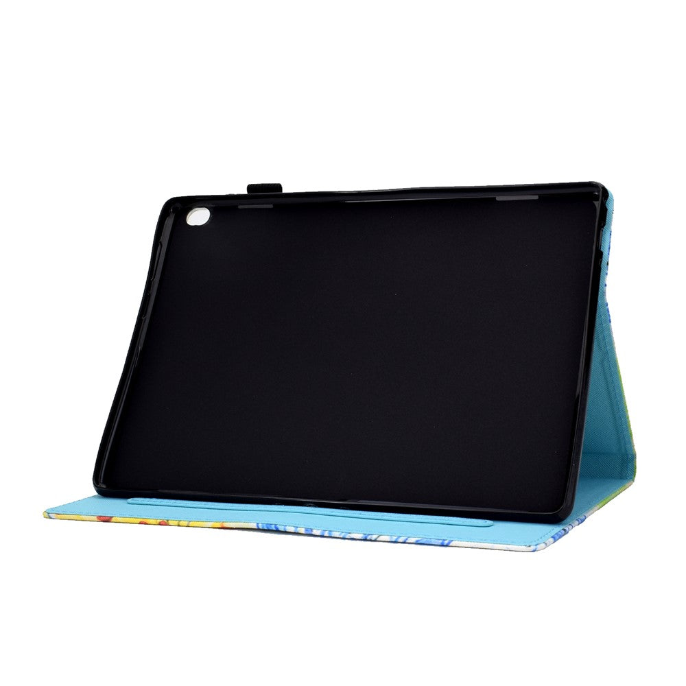 Pattern Printing Leather Card Holder Tablet Case for Lenovo Tab M10 TB-X605F - Gold Butterflies