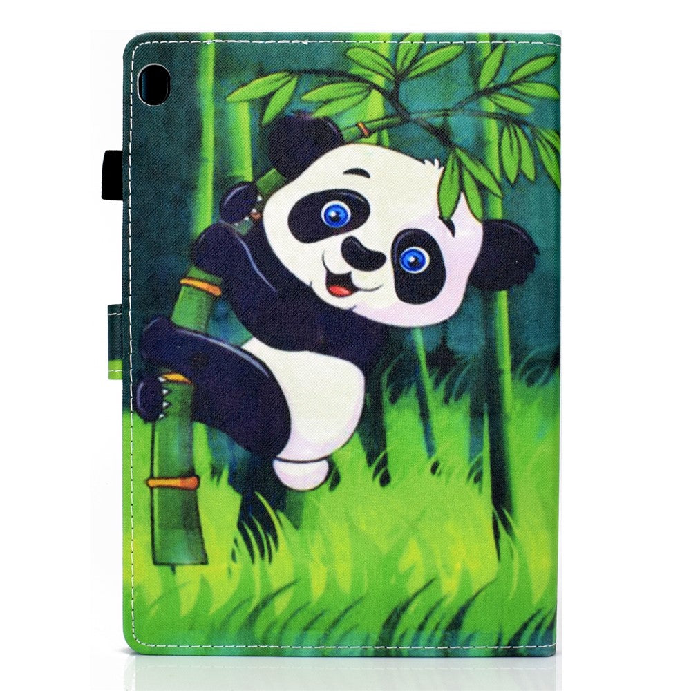 Pattern Printing Leather Card Holder Tablet Case for Lenovo Tab M10 TB-X605F - Climbing Panda