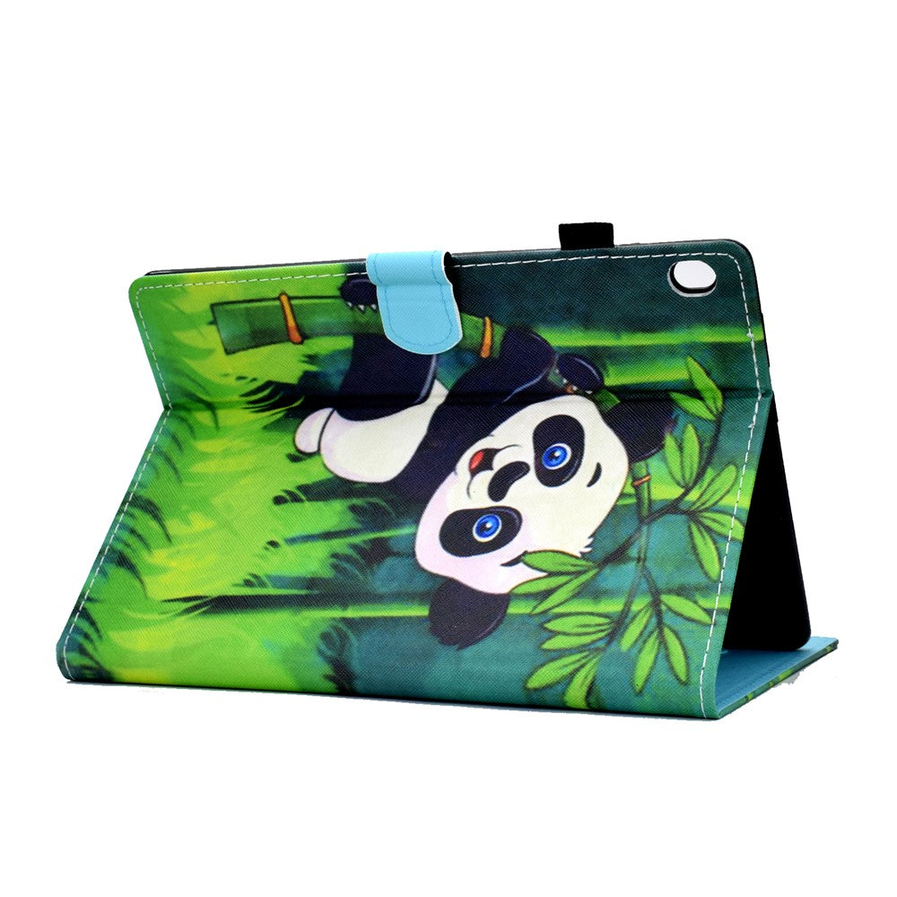 Pattern Printing Leather Card Holder Tablet Case for Lenovo Tab M10 TB-X605F - Climbing Panda