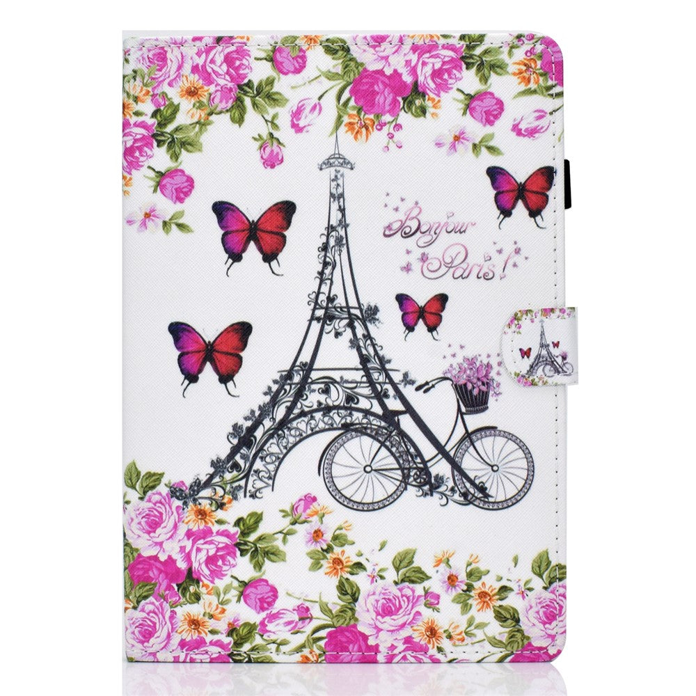 Pattern Printing Leather Card Holder Tablet Case for Lenovo Tab M10 TB-X605F - Eiffel Tower