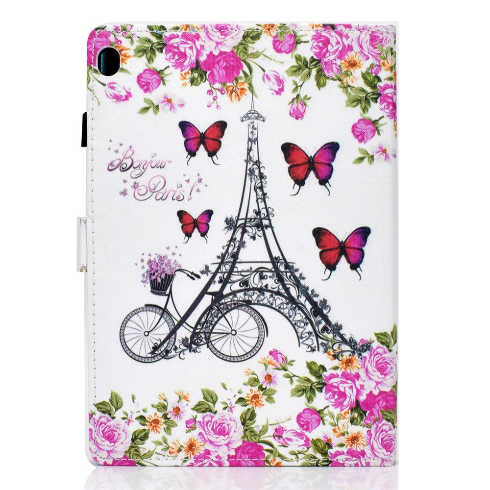 Pattern Printing Leather Card Holder Tablet Case for Lenovo Tab M10 TB-X605F - Eiffel Tower
