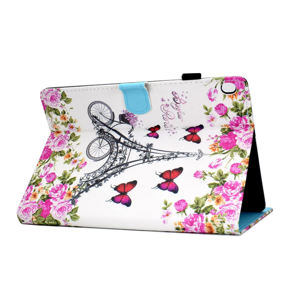 Pattern Printing Leather Card Holder Tablet Case for Lenovo Tab M10 TB-X605F - Eiffel Tower