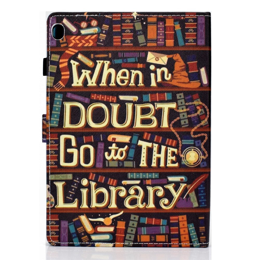 Pattern Printing Leather Card Holder Tablet Case for Lenovo Tab M10 TB-X605F - Library