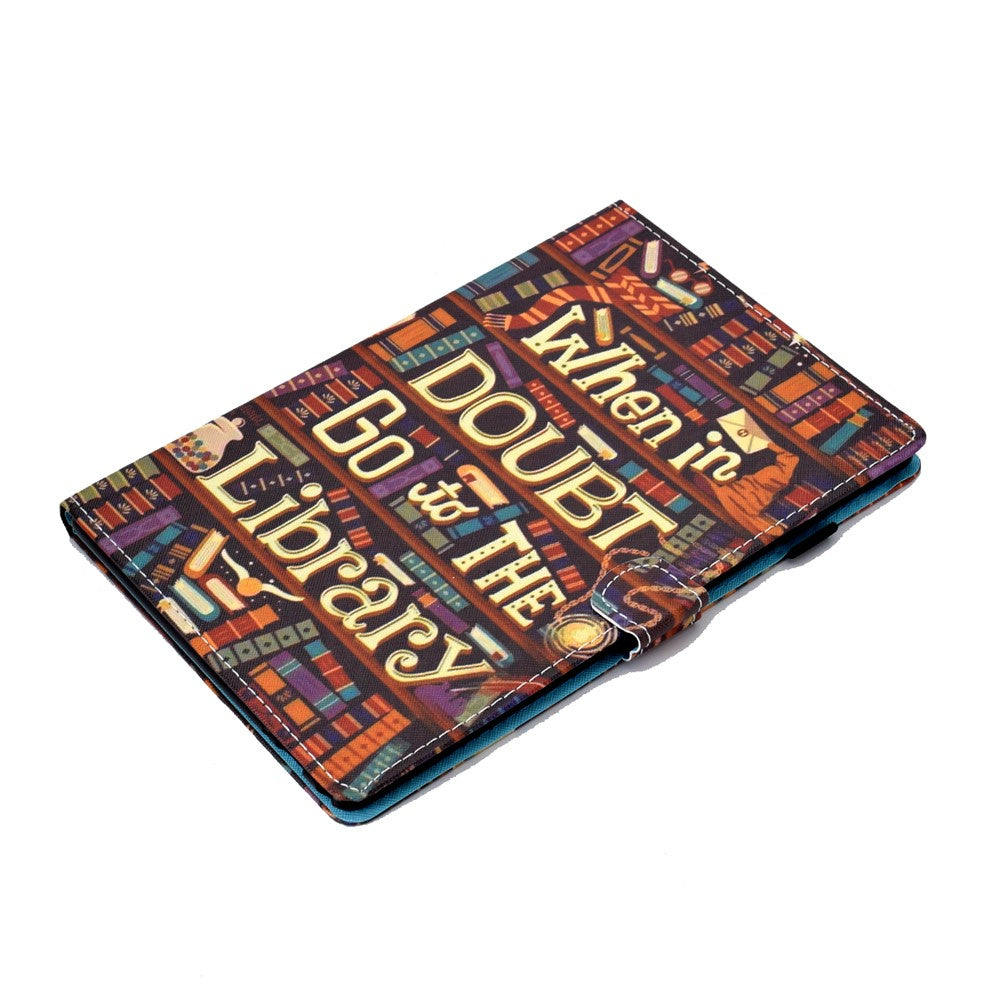 Pattern Printing Leather Card Holder Tablet Case for Lenovo Tab M10 TB-X605F - Library