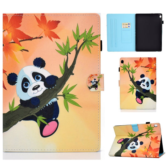 Pattern Printing Leather Card Holder Tablet Case for Lenovo Tab M10 TB-X605F - Panda