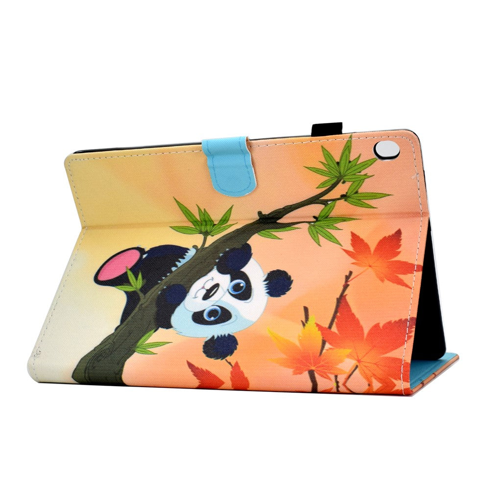 Pattern Printing Leather Card Holder Tablet Case for Lenovo Tab M10 TB-X605F - Panda