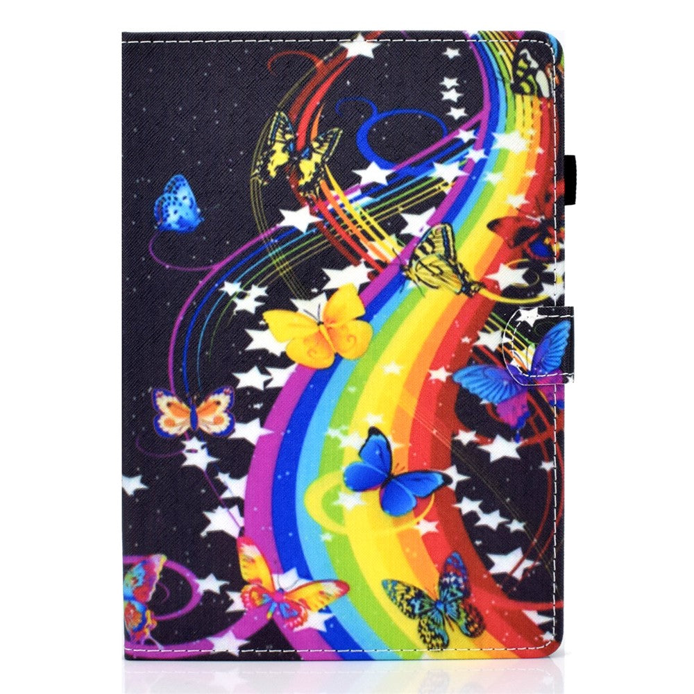 Pattern Printing Leather Card Holder Tablet Case for Lenovo Tab M10 TB-X605F - Rainbow and Butterfly