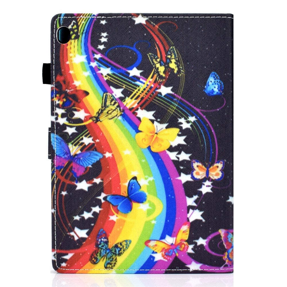 Pattern Printing Leather Card Holder Tablet Case for Lenovo Tab M10 TB-X605F - Rainbow and Butterfly