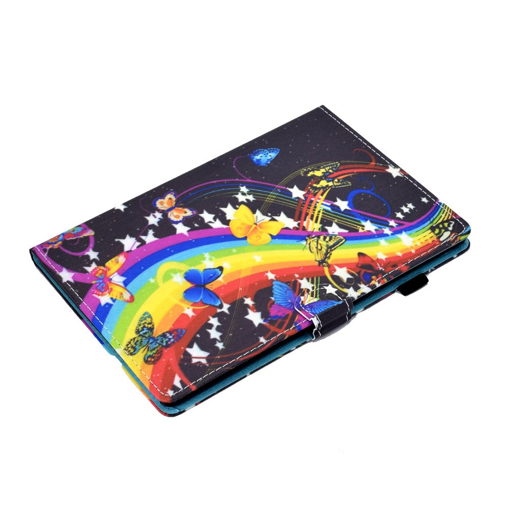 Pattern Printing Leather Card Holder Tablet Case for Lenovo Tab M10 TB-X605F - Rainbow and Butterfly