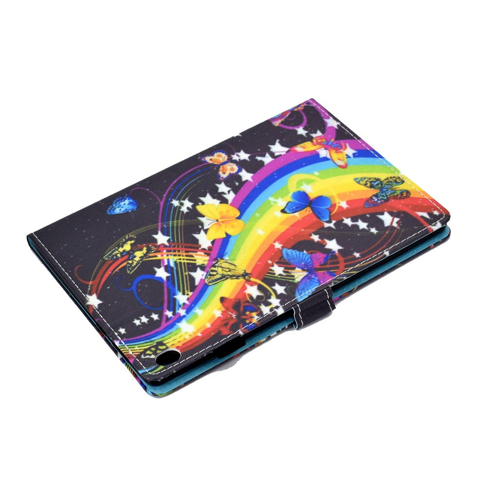 Pattern Printing Leather Card Holder Tablet Case for Lenovo Tab M10 TB-X605F - Rainbow and Butterfly