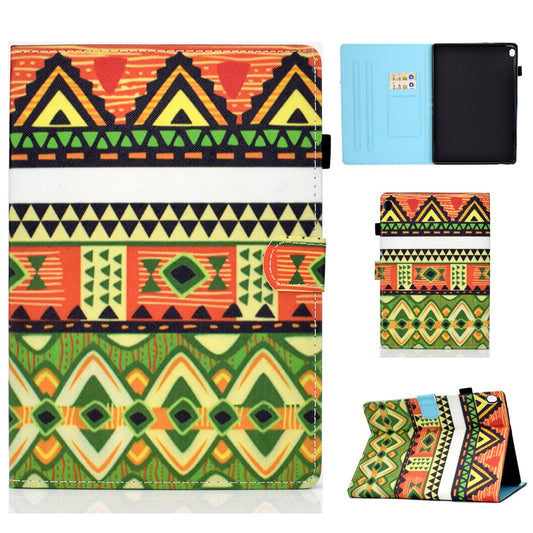 Pattern Printing Leather Card Holder Tablet Case for Lenovo Tab M10 TB-X605F - Geometric Patterns