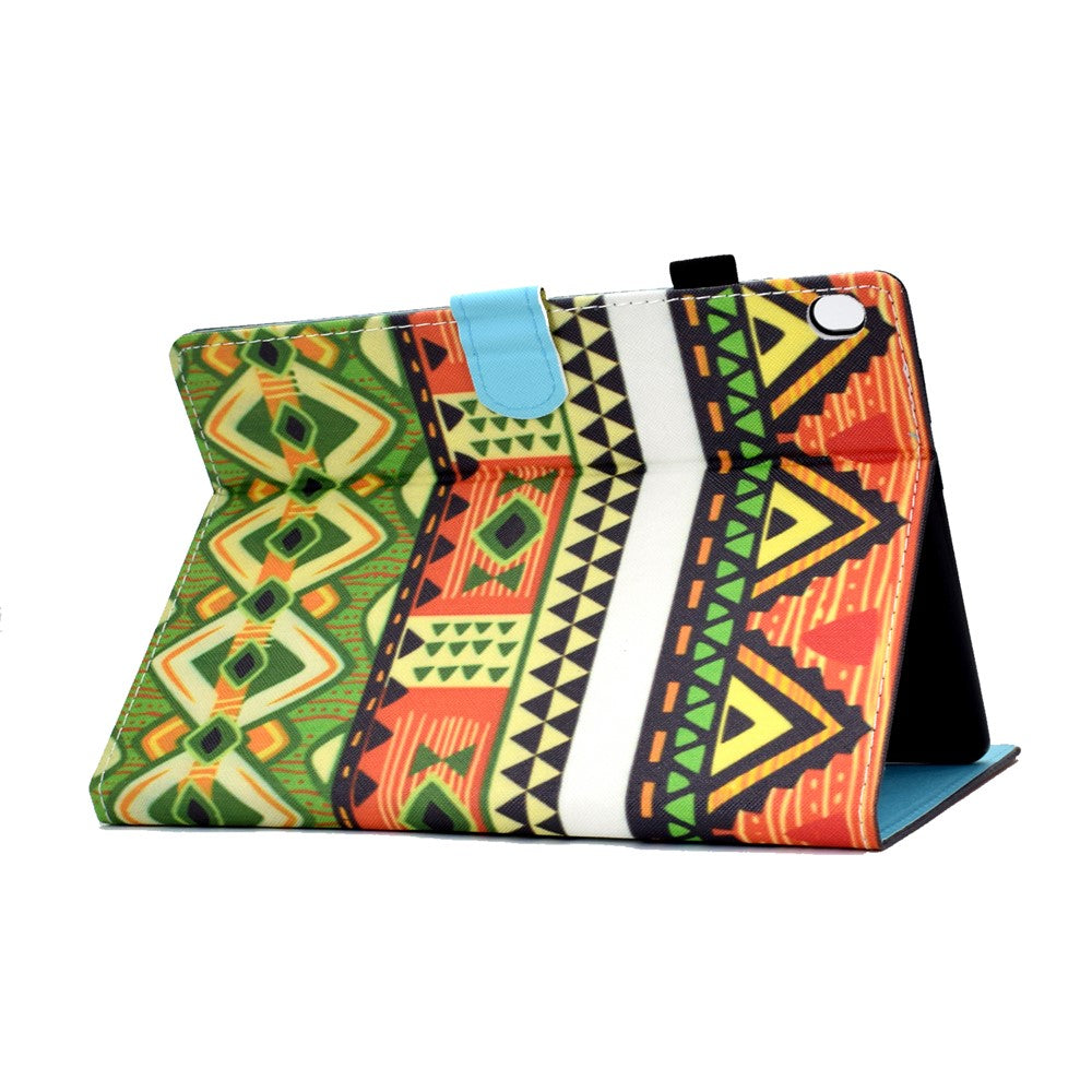 Pattern Printing Leather Card Holder Tablet Case for Lenovo Tab M10 TB-X605F - Geometric Patterns