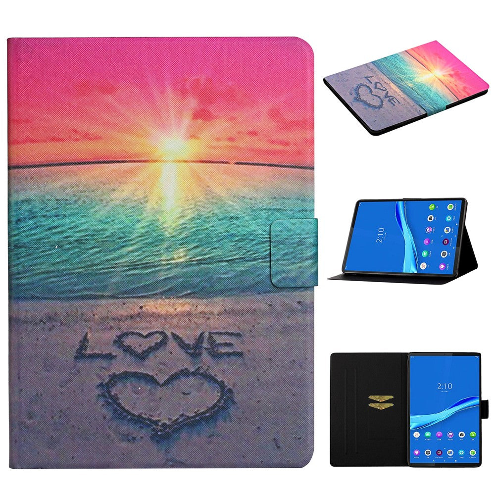 Pattern Printing Card Slots Stand Leather Cover for Lenovo Tab M10 Plus TB-X606F - Seaside Love