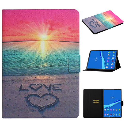 Pattern Printing Card Slots Stand Leather Cover for Lenovo Tab M10 Plus TB-X606F - Seaside Love