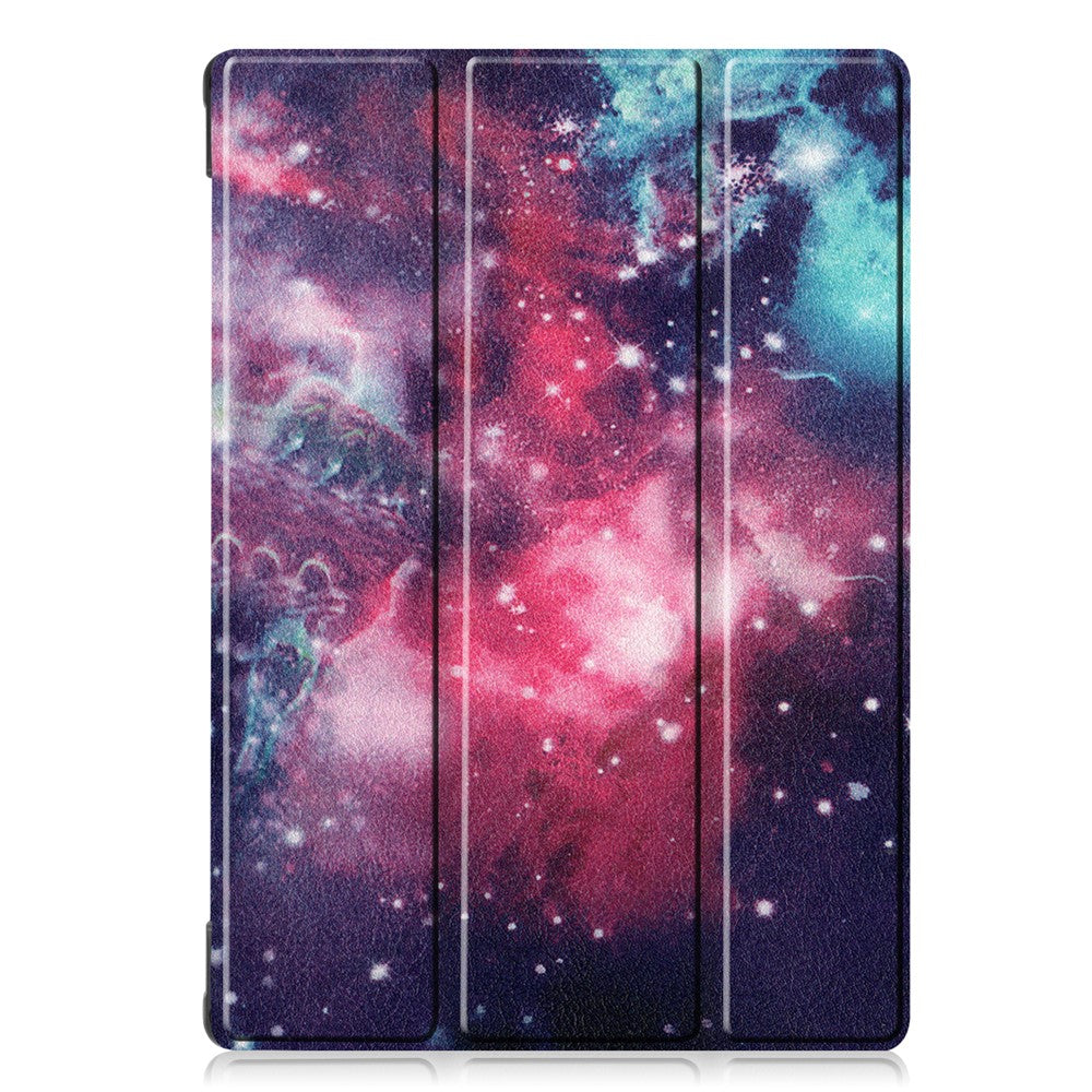 Pattern Printing Leather Tri-fold Tablet Flip Cover for Lenovo M10 FHD REL TB-X605FC - Starry Sky