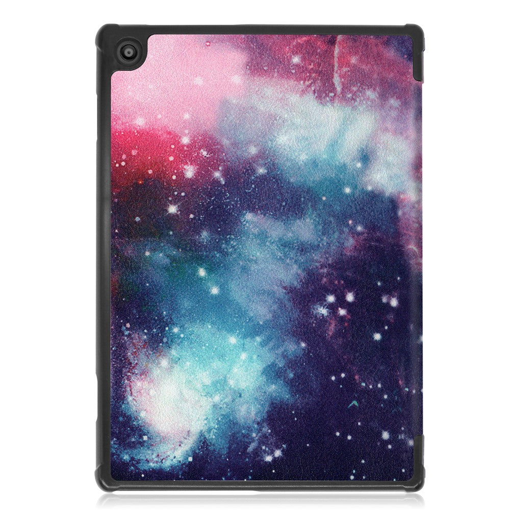Pattern Printing Leather Tri-fold Tablet Flip Cover for Lenovo M10 FHD REL TB-X605FC - Starry Sky