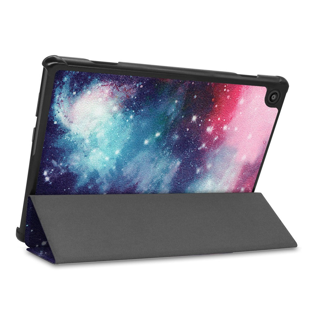 Pattern Printing Leather Tri-fold Tablet Flip Cover for Lenovo M10 FHD REL TB-X605FC - Starry Sky