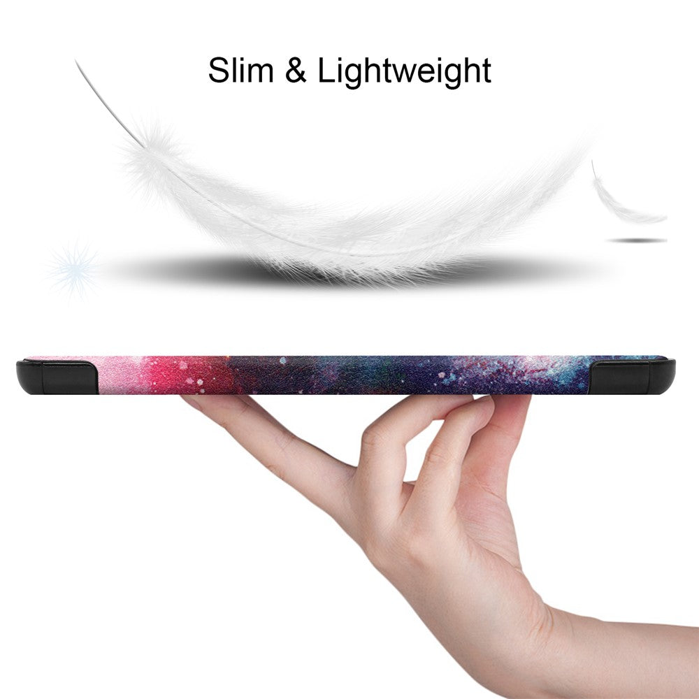 Pattern Printing Leather Tri-fold Tablet Flip Cover for Lenovo M10 FHD REL TB-X605FC - Starry Sky