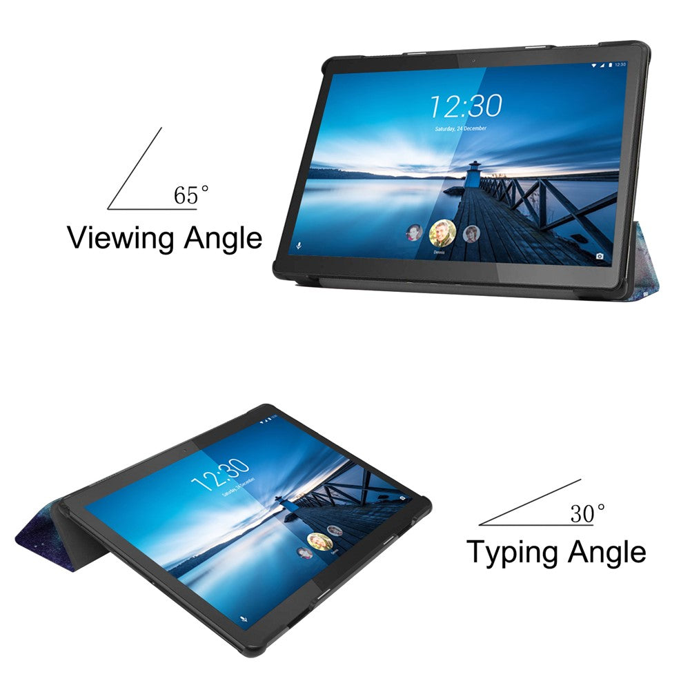 Pattern Printing Leather Tri-fold Tablet Flip Cover for Lenovo M10 FHD REL TB-X605FC - Starry Sky