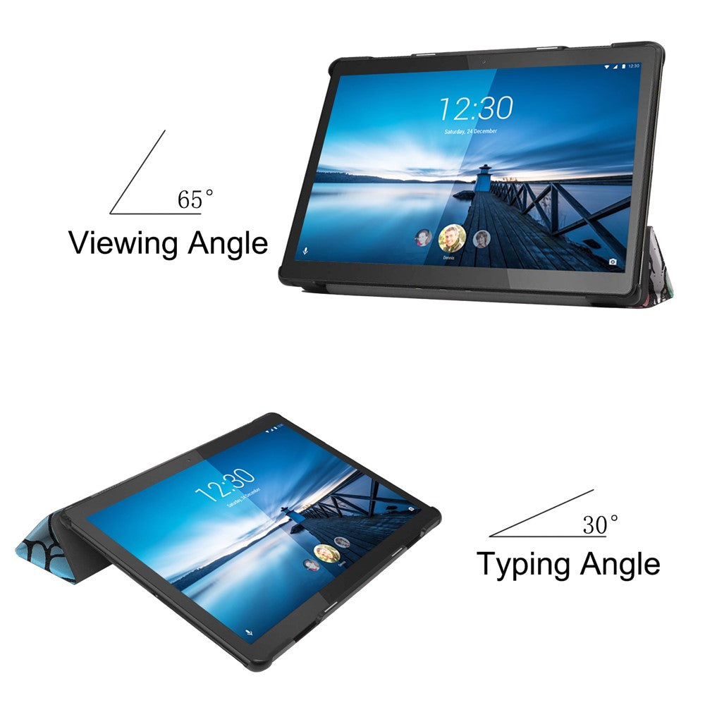Pattern Printing Leather Tri-fold Tablet Flip Cover for Lenovo M10 FHD REL TB-X605FC - Cartoon Graffiti