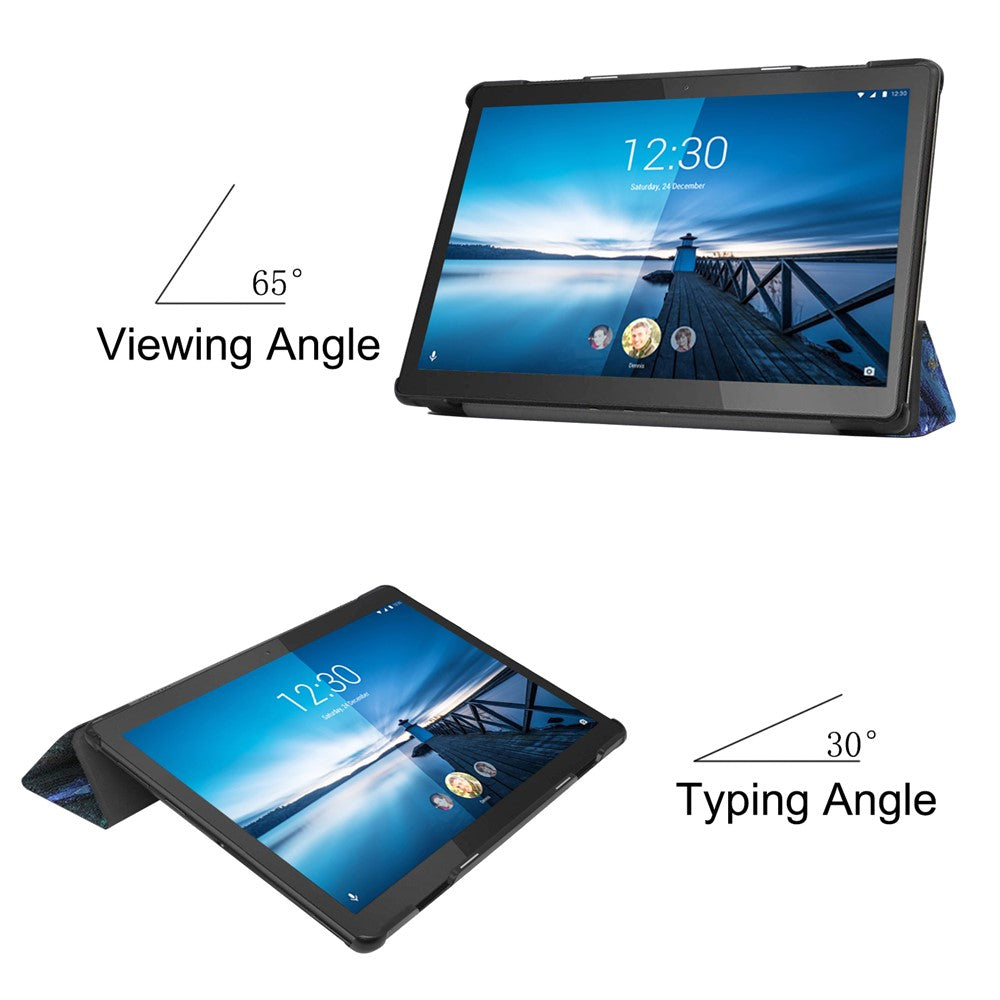 Pattern Printing Leather Tri-fold Tablet Flip Cover for Lenovo M10 FHD REL TB-X605FC - Oil Painting