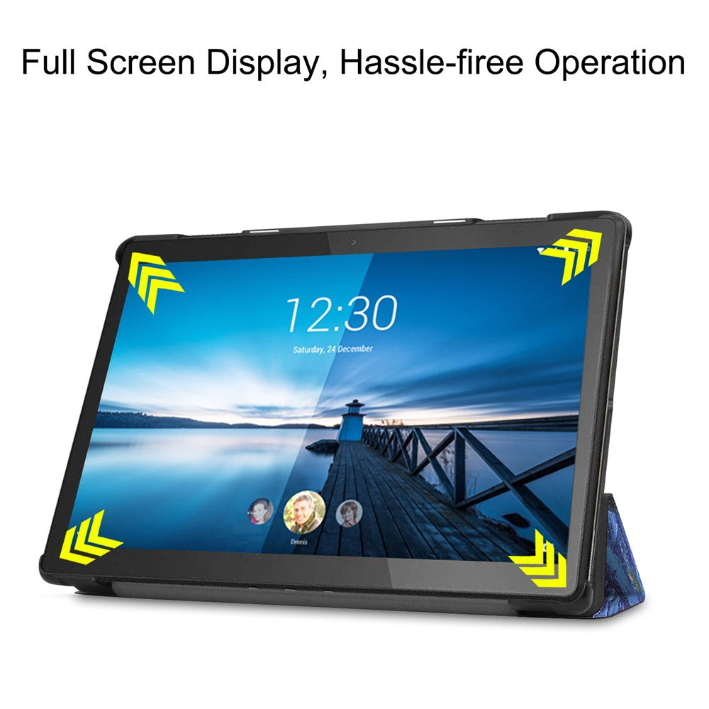 Pattern Printing Leather Tri-fold Tablet Flip Cover for Lenovo M10 FHD REL TB-X605FC - Oil Painting