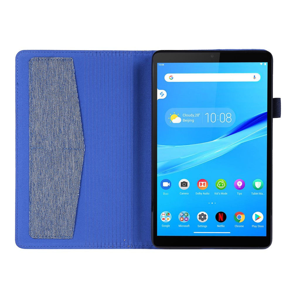 Cloth Texture Card Slots Stand Leather Cover for Lenovo Tab M8/Tab M8 (2nd Gen) - Blue